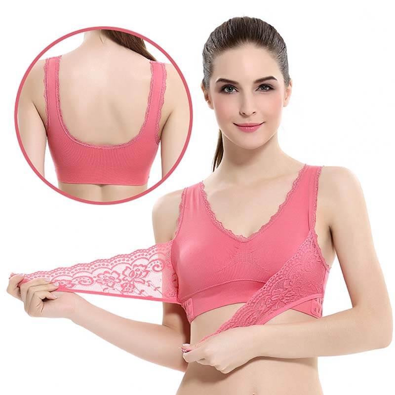 Sutiã de renda cruzada / Efeito Push Up / 3pcs