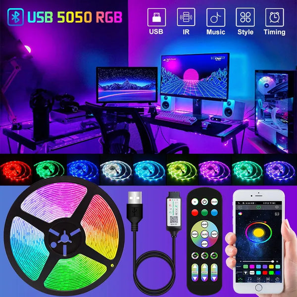 FITA LED COLORIDA USB 1-30M RGB 5050 Bluetooth