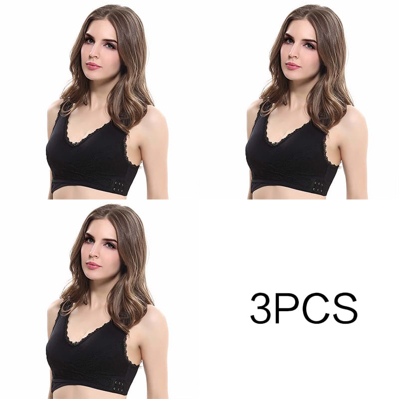 Sutiã de renda cruzada / Efeito Push Up / 3pcs