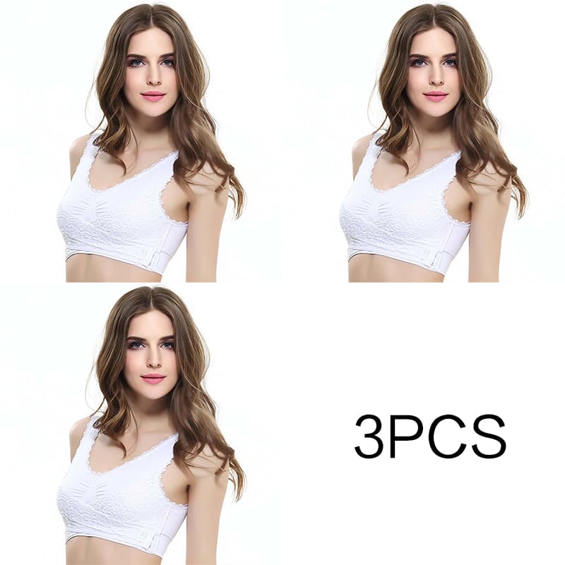 Sutiã de renda cruzada / Efeito Push Up / 3pcs