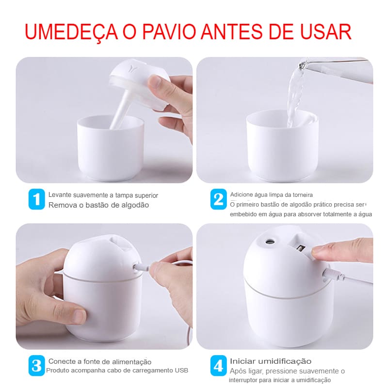 Umidificador de Ar Ultrassônico Portátil