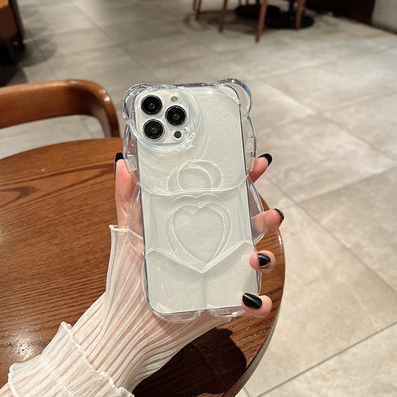 Capa de celular Urso 3D / Para iPhone 14 13 12 11 Pro XS Max X XR