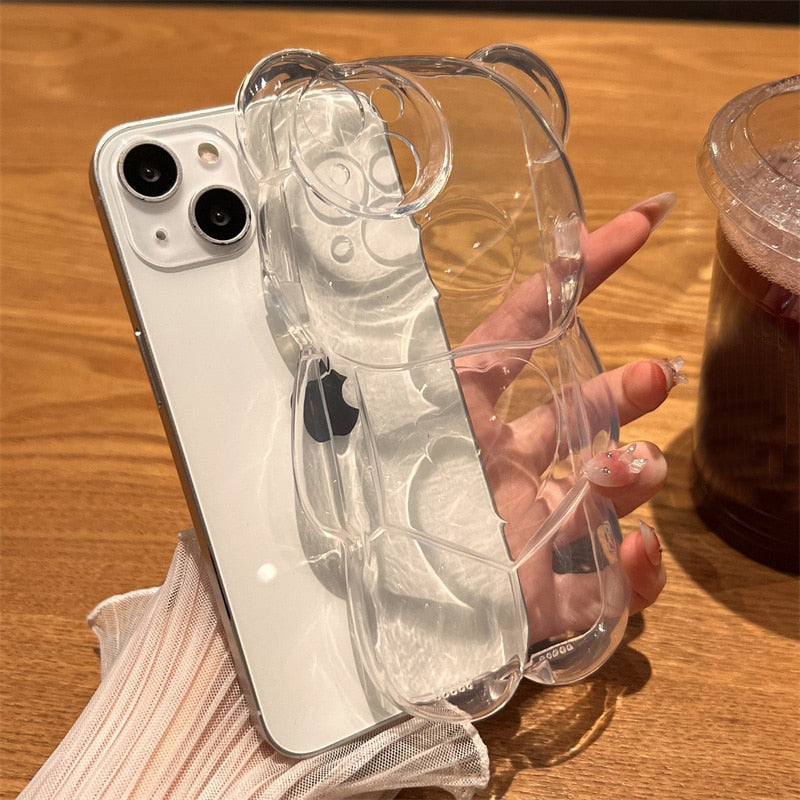 Capa de celular Urso 3D / Para iPhone 14 13 12 11 Pro XS Max X XR