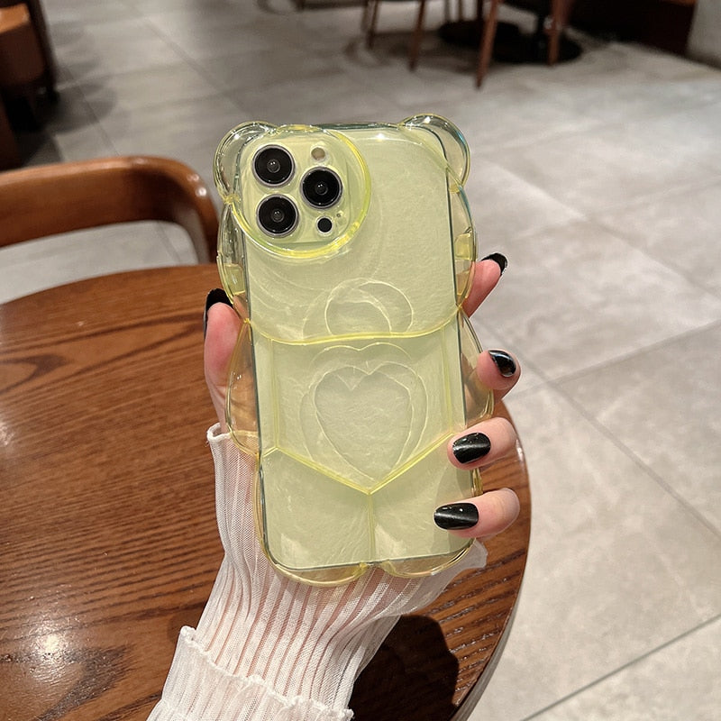 Capa de celular Urso 3D / Para iPhone 14 13 12 11 Pro XS Max X XR