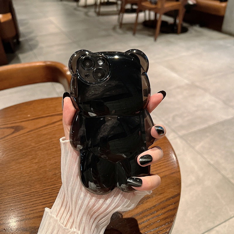 Capa de celular Urso 3D / Para iPhone 14 13 12 11 Pro XS Max X XR