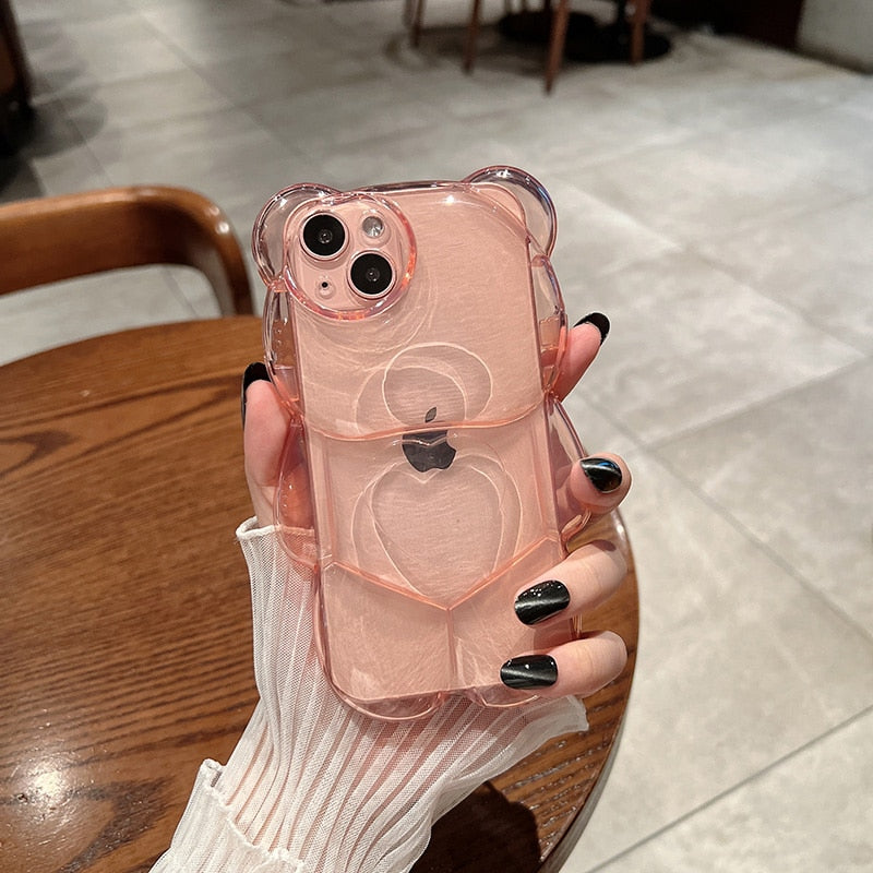 Capa de celular Urso 3D / Para iPhone 14 13 12 11 Pro XS Max X XR